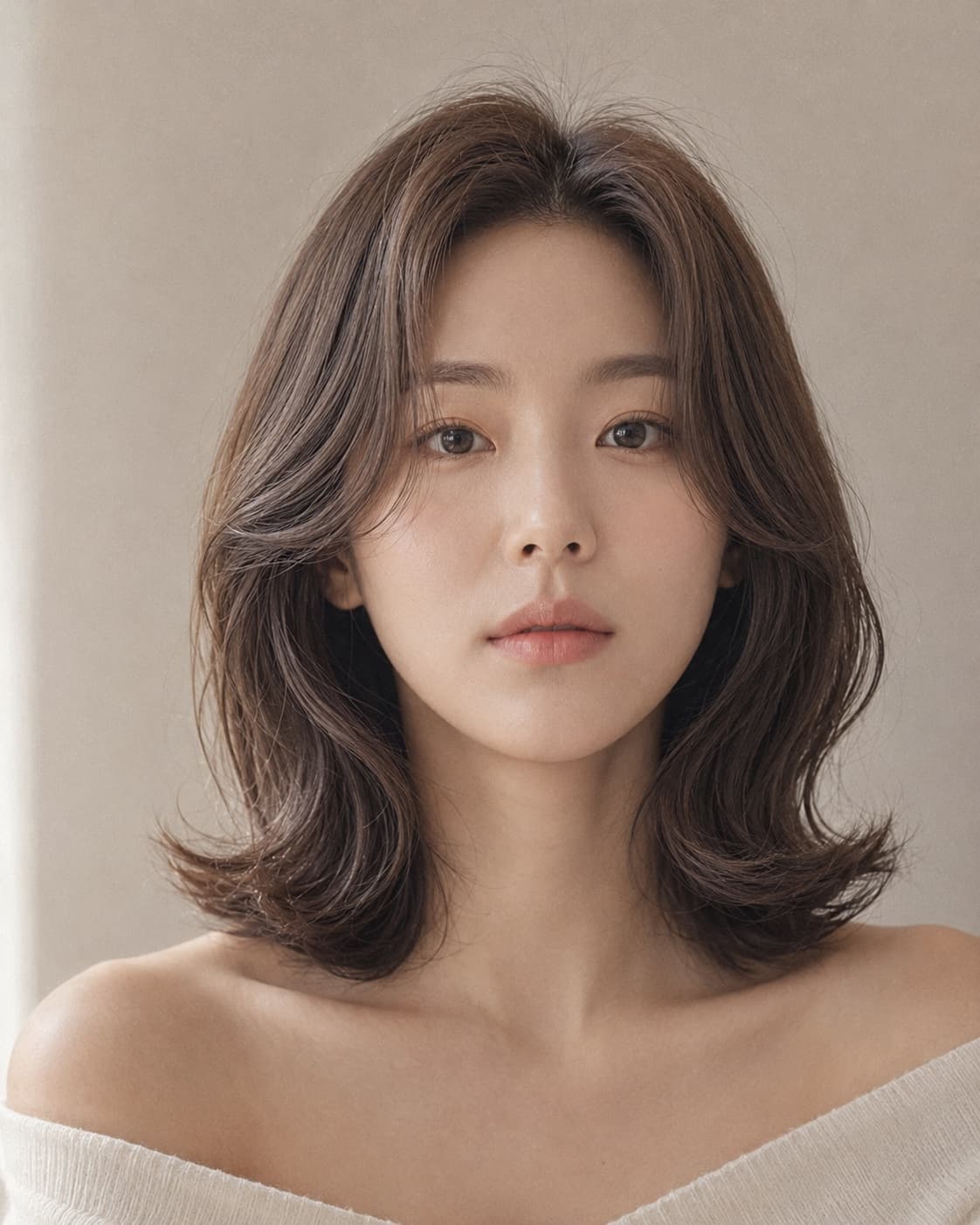 어깨 길이 미디엄 펌 스타일