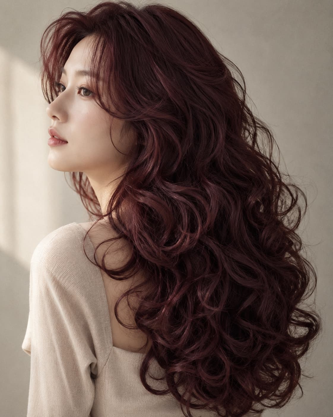 볼륨 셋팅펌 와인 컬러